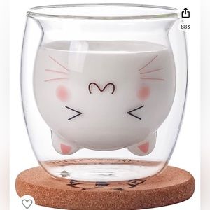 Cat Double Insulated Glass Mug